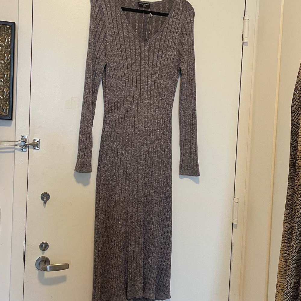 Lane Bryant Charcoal/silver metallic Ribbed Knit Dress